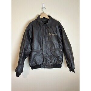 Snap-On Tools Men’s Size L Leather Bomber Jacket Brown Vintage 90s